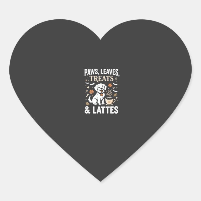 Dog Fall Latte Halloween Heart Sticker (Front)