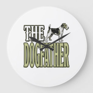 Dog Father Terrier Vintage Engraving Shirt Design_ Large Clock