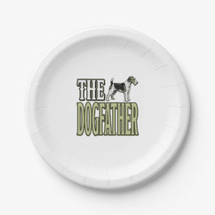 Dog Father Terrier Vintage Engraving Shirt Design_ Paper Plate
