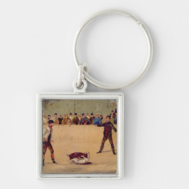 Dog Fighting (oil on paper) Key Ring (Front)