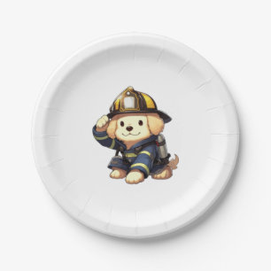 Dog Firefighter Classic T-Shirt Paper Plate