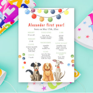 Dog First Birthday Milestone Birthday Poster