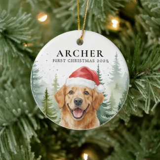 Dog First Christmas Pet Puppy Photo Personalised Ceramic Tree Decoration