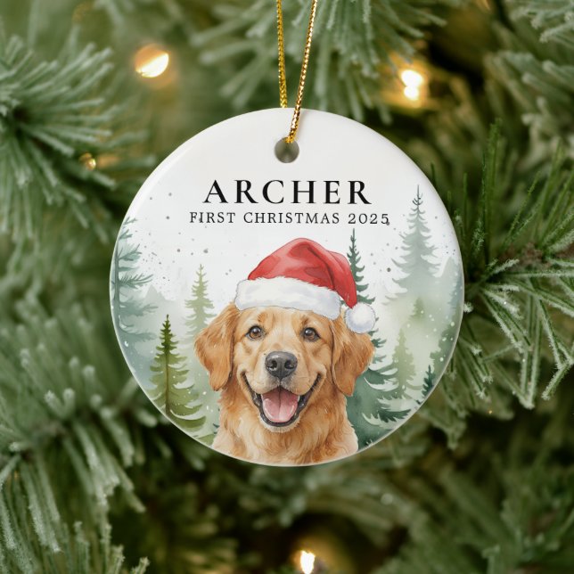 Dog First Christmas Pet Puppy Photo Personalised  Ceramic Tree Decoration (Tree)