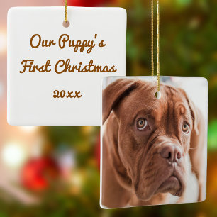 Dog First Christmas Photo Ceramic Ornament