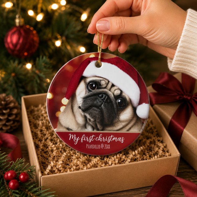 Dog First Christmas Photo Ornament (Creator Uploaded)