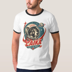Dog First to Orbit Retro Vintage Astronaut Dog T-Shirt
