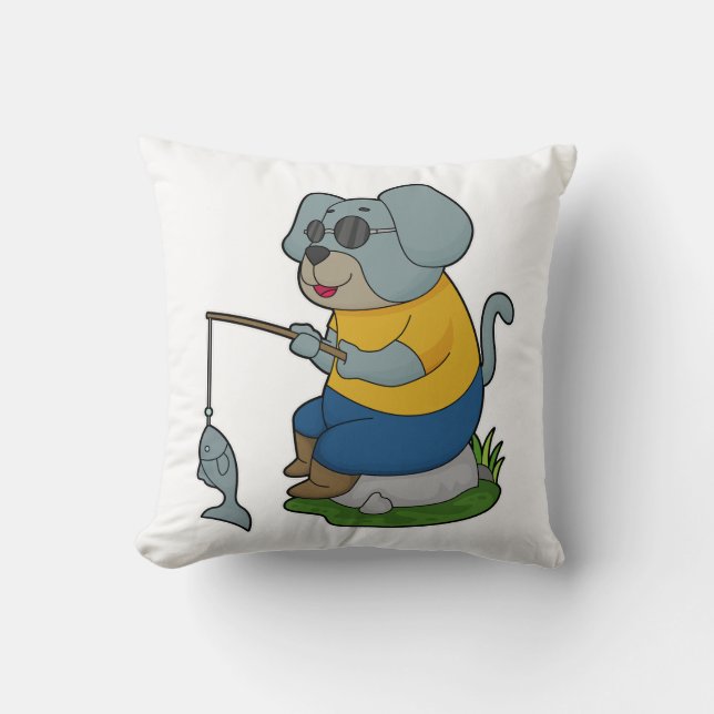 Dog Fishing Fisher Finshing rod Cushion (Front)