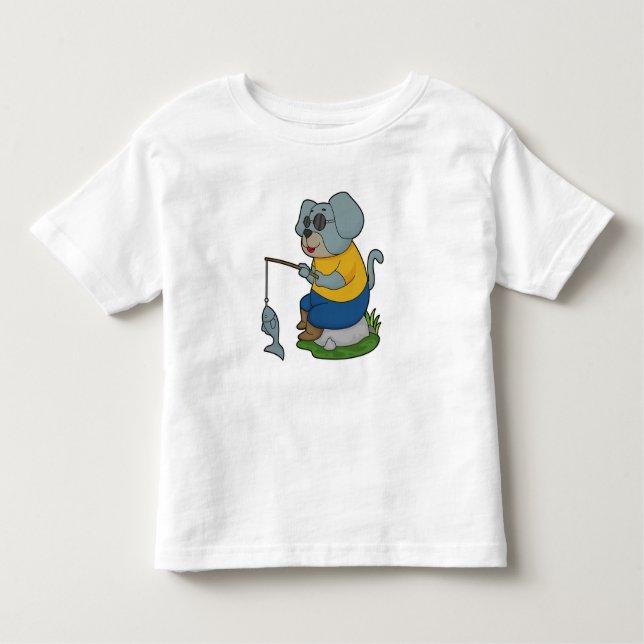Dog Fishing Fisher Finshing rod Toddler T-Shirt (Front)