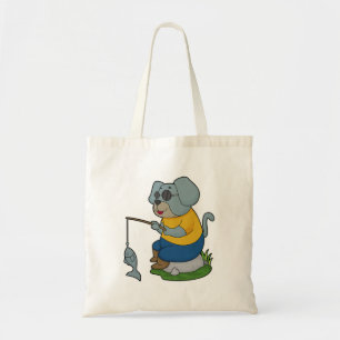 Dog Fishing Fisher Finshing rod Tote Bag