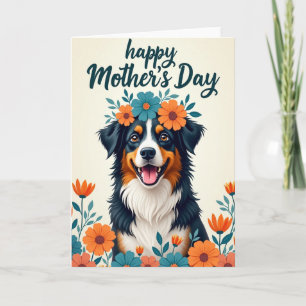 Dog Floral Mothers Day Celebration Card