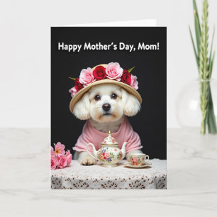 Dog Floral Mothers Day Tea Party Card