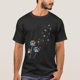 Dog Flower Colourful Dandelion Paw Dog Lover Gift T-Shirt