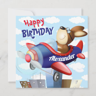 Dog Flying Aeroplane Birthday Card