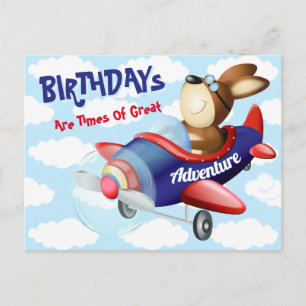 Dog Flying Aeroplane Birthday Postcard