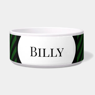 Dog Food Bowl w Black and Green Stripe - HAMbWG