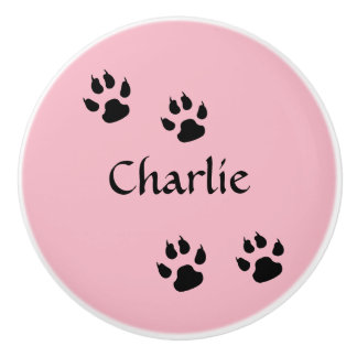 Dog Footprints Ceramic Knob