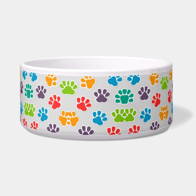 Dog footprints Ceramic Pet Bowl (Front)