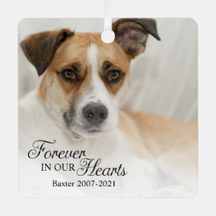 Dog Forever In Our Hearts Photo Metal Tree Decoration