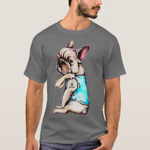 Dog French Bulldog Dog Tattoo I Love Mum Mother's T-Shirt