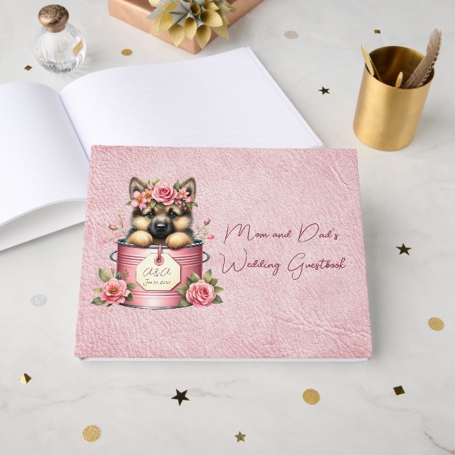 Dog Friends Mum and Dad's Wedding Guest Book (Front Open)