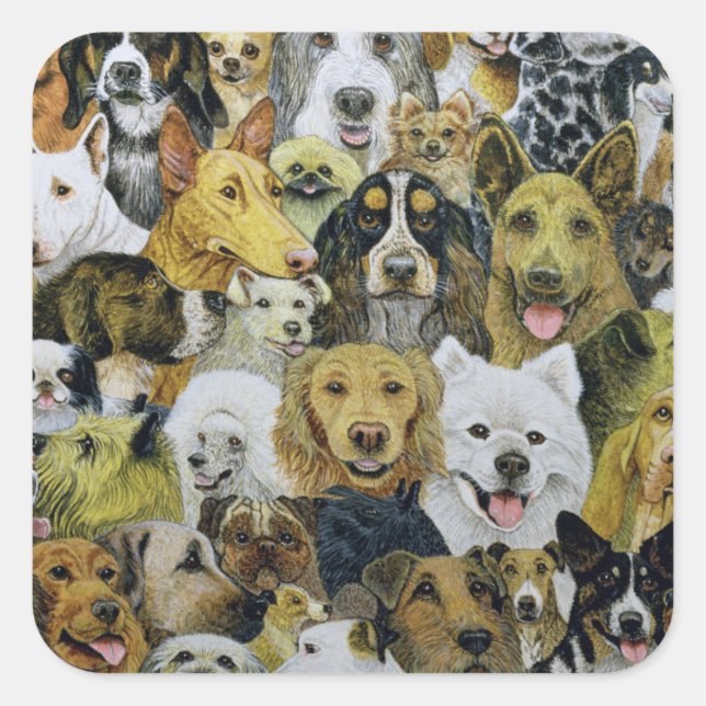 Dog Friends Square Sticker (Front)