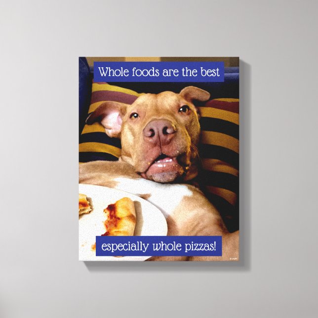 Dog Full Of Pizza Canvas Print (Front)