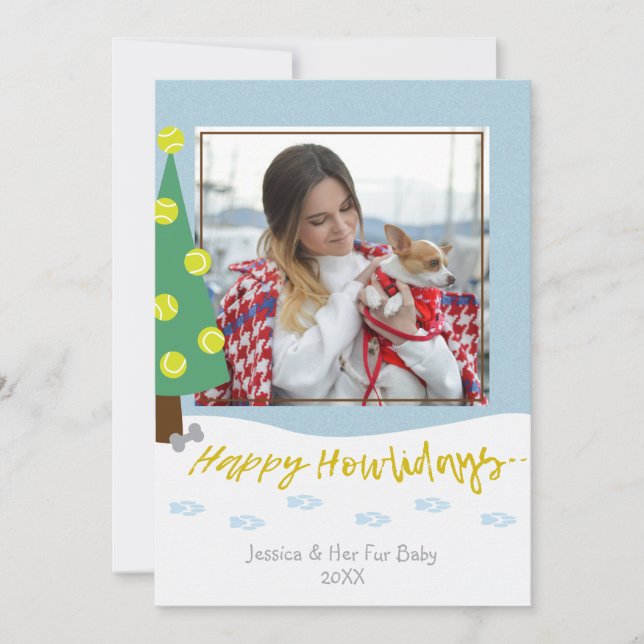 Dog Fur Baby Custom Photo Holiday Christmas Card (Front)