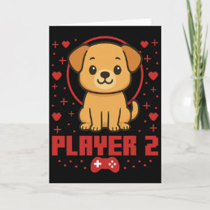 Dog Gamer Couple Dog Retro Pixel Arcade  Card