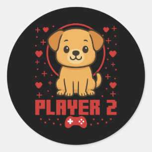 Dog Gamer Couple Dog Retro Pixel Arcade  Classic Round Sticker
