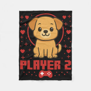 Dog Gamer Couple Dog Retro Pixel Arcade  Fleece Blanket