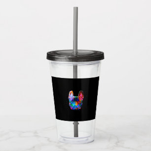 Dog Geometric Colour Splash Pop Art French Bulldog Acrylic Tumbler