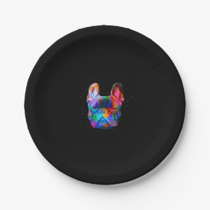Dog Geometric Colour Splash Pop Art French Bulldog Paper Plate