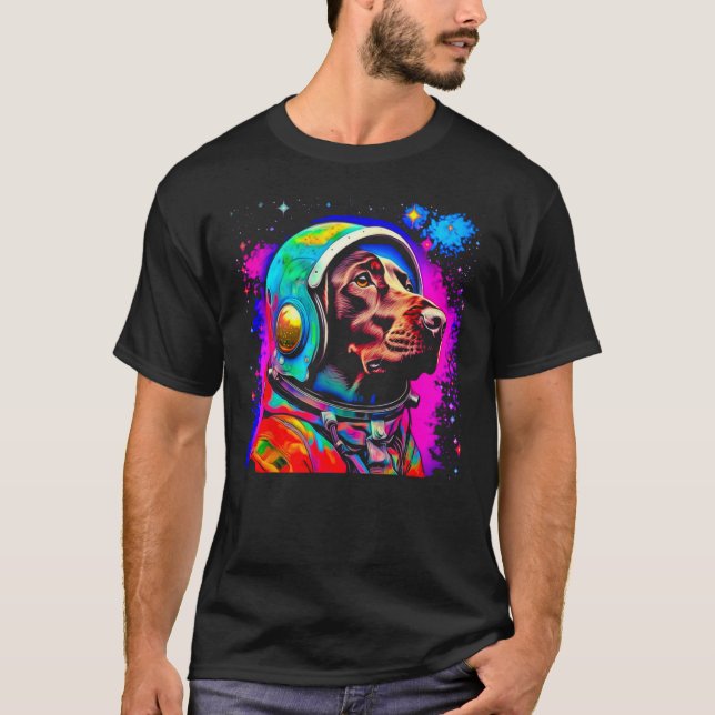 Dog German Shorthaired Pointer Astronaut Space Des T-Shirt (Front)