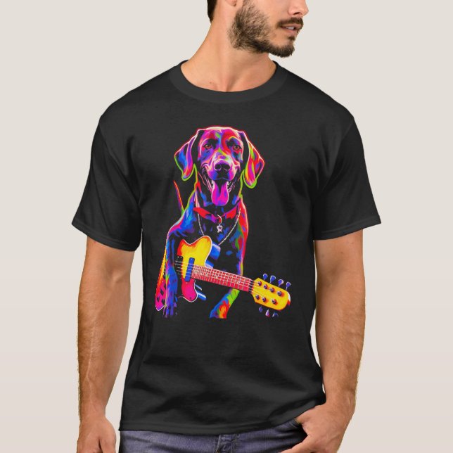 Dog German Shorthaired Pointer Guitar T-Shirt (Front)
