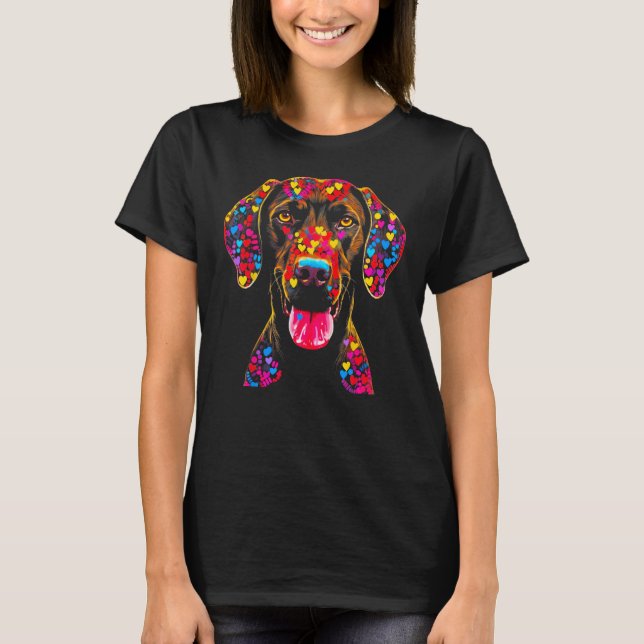 Dog German Shorthaired Pointer Love Peace T-Shirt (Front)