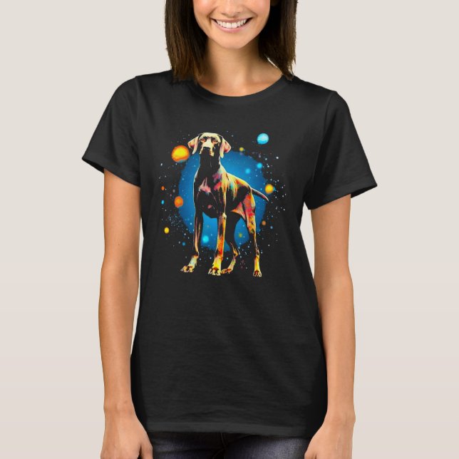 Dog German Shorthaired Pointer Planet Space T-Shirt (Front)