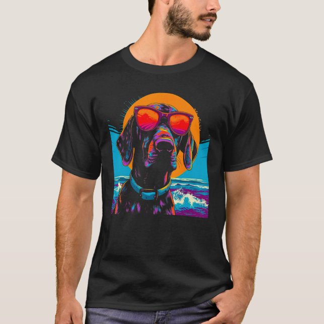 Dog German Shorthaired Pointer Summer Party T-Shirt (Front)