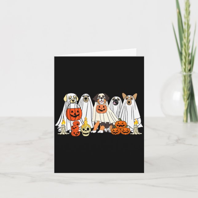 Dog Ghost Cute Dog Dressed As Ghost Funny Card (Front)