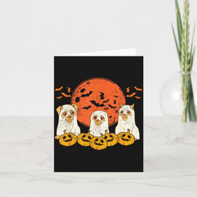 Dog Ghost Cute Dog Dressed As Ghost Funny Card (Front)