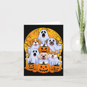 Dog Ghost Cute Dog Dressed As Ghost Funny Card