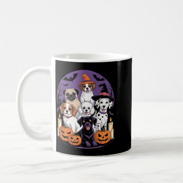Dog Ghost Cute Dog Dressed As Ghost Funny Coffee Mug (Left)