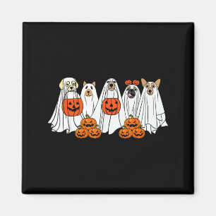Dog Ghost Cute Dog Dressed As Ghost Funny Magnet