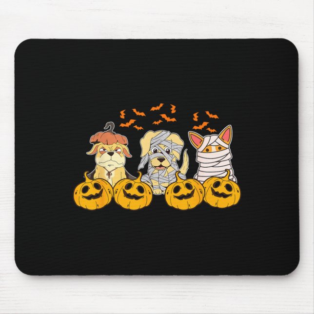 Dog Ghost Cute Dog Dressed As Ghost Funny Mouse Pad (Front)