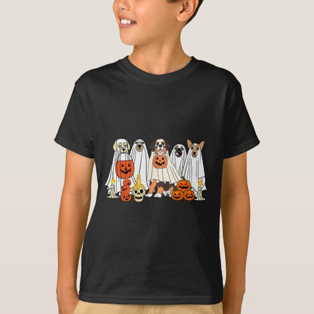 Dog Ghost Cute Dog Dressed As Ghost Funny T-Shirt (Front)