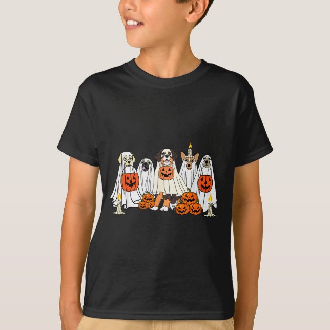 Dog Ghost Cute Dog Dressed As Ghost Funny T-Shirt (Front)