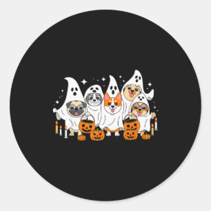 Dog Ghost Halloween Classic Round Sticker