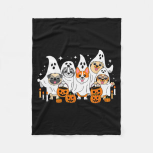 Dog Ghost Halloween  Fleece Blanket