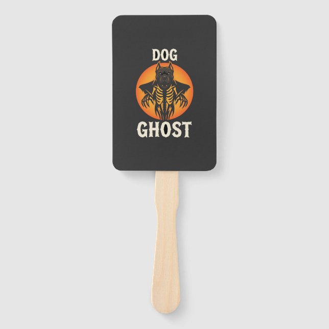 Dog Ghost Halloween Horror Vector Hand Fan (Front)