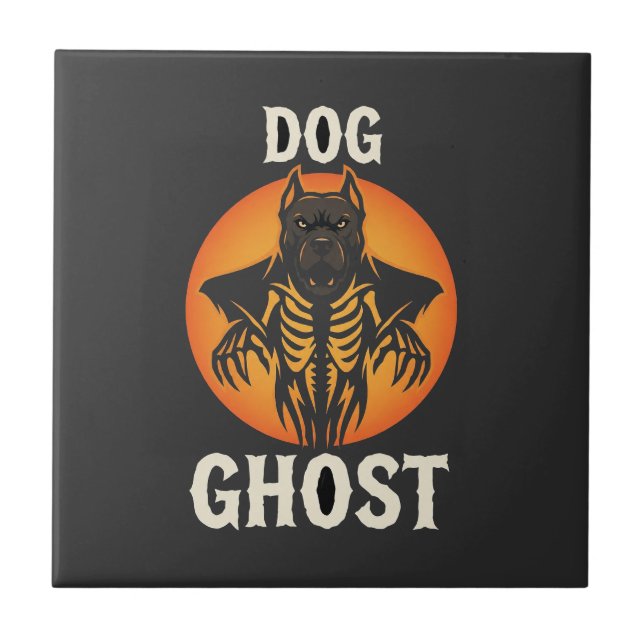 Dog Ghost Halloween Horror Vector Tile (Front)